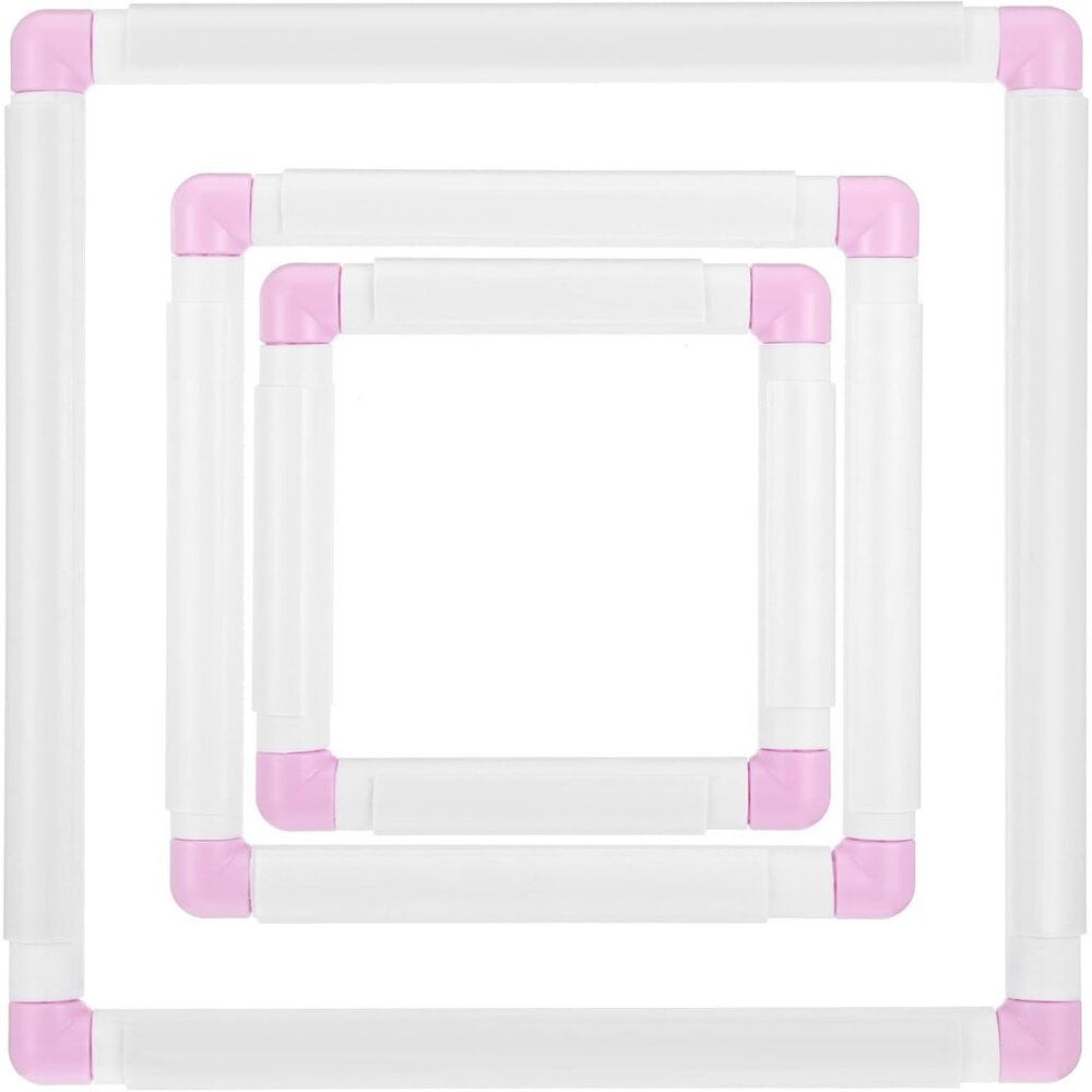 3 Pack Square Embroidery Hoops, Plastic Cross-Stitch Hoops, Plastic Clip Frame f